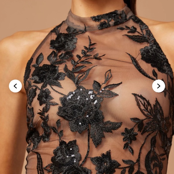 Fashion Nova Lux Black Floral Mesh Mini Dress - Picture 3 of 6